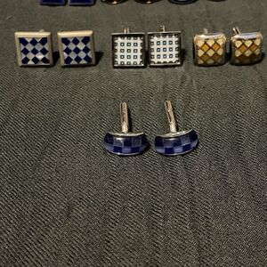 Silver Toned Cufflinks Lot Seven Pairs